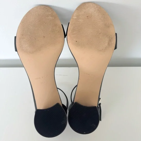 Nine West Sandy Black Ankle Strap Block Heel Sandals Size 8.5 - Picture 8 of 9